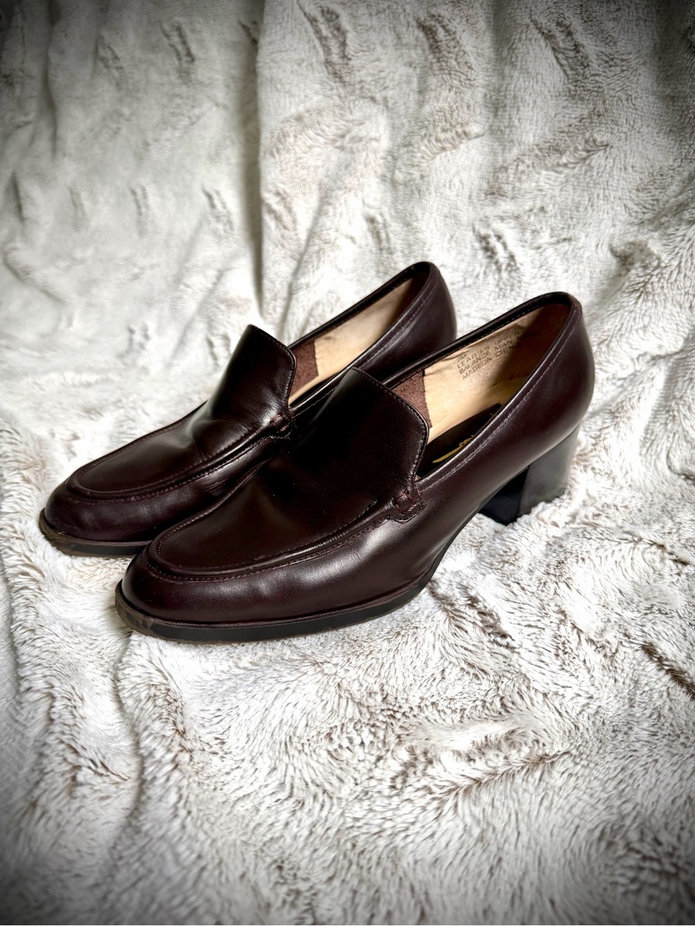 Women’s Brown Leather Slip-On Heeled Loafers